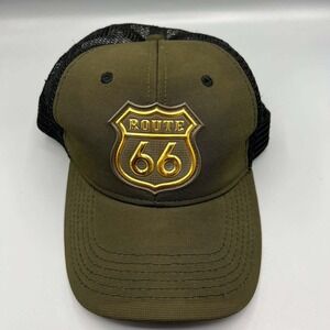Route 66 Trucker Hat Men Green Black Big Bear Snap Back Cap